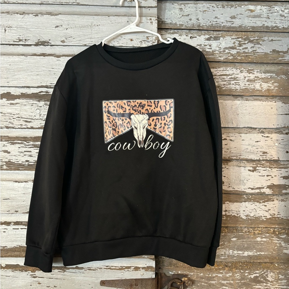 Black Cowboy Graphic Sweater